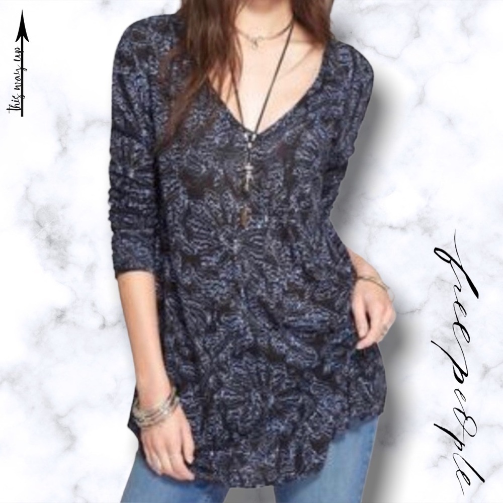FREE PEOPLE Sahara Printed Asymmetrical Hem Blouse